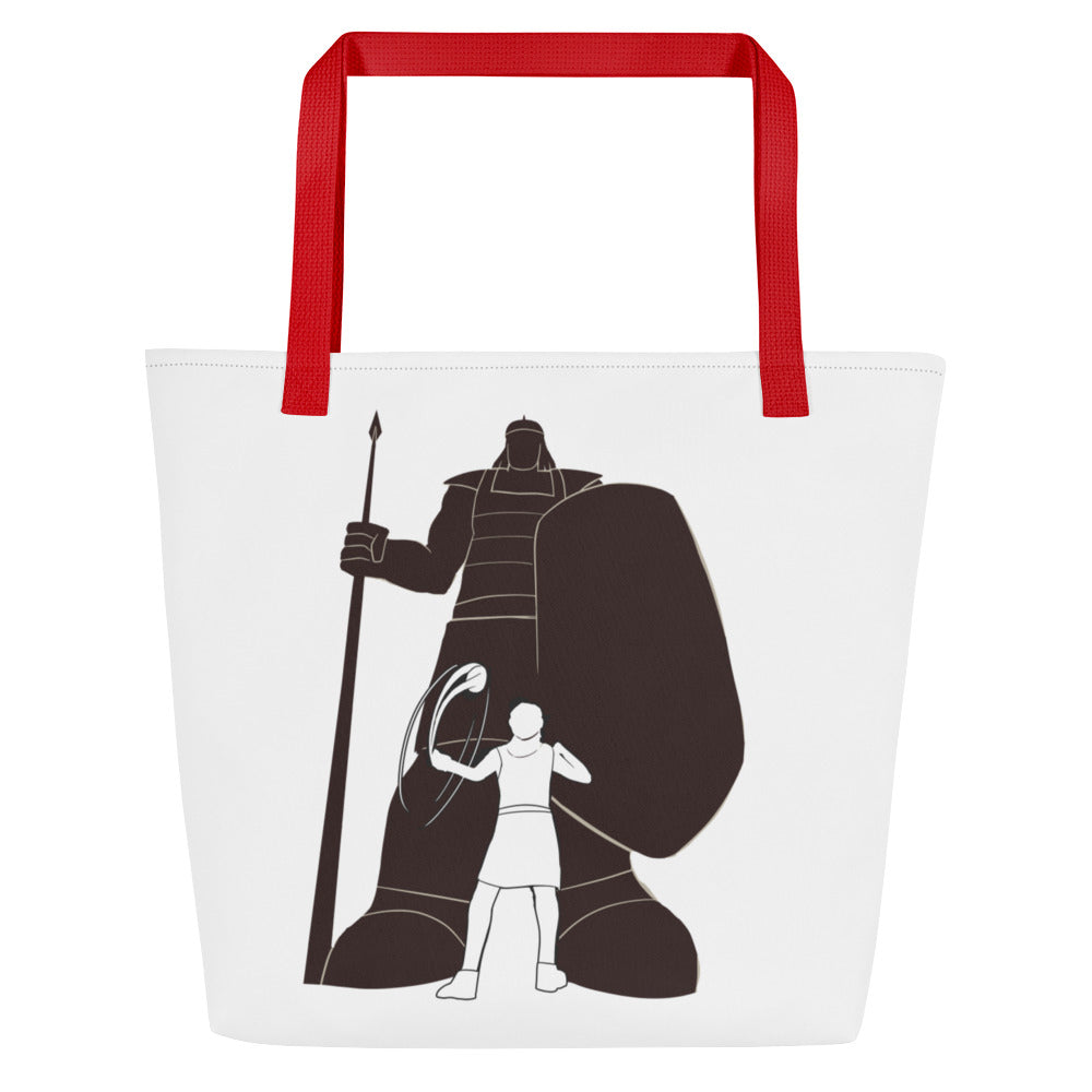 David and Goliath All-Over Print Large Tote Bag